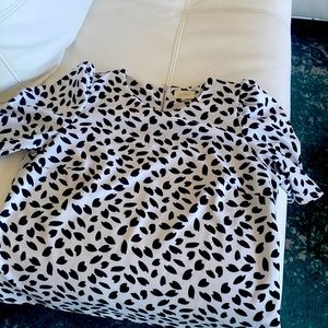 White blouse with black print